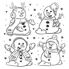 snowman and christmas tree