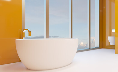 Abstract  toilet and bathroom interior for background. 3D rendering.
