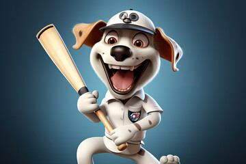 Petfluencers - The Doggone Cricket Champion: Rising to Stardom on Blue Background
