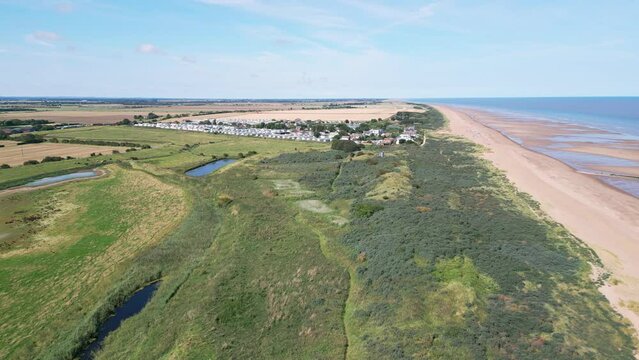 Aerial video provides a glimpse of Anderby Creek, a lovely and tranquil natural beach along the Lincolnshire coast in the town of Anderby.