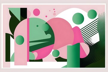 Vector graphics green and pink minimalist banner geometric friendly artwear modern memorable 