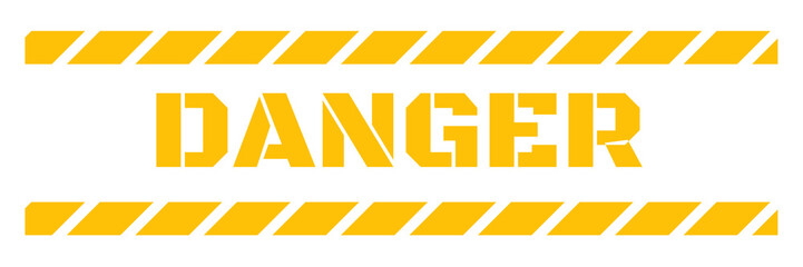yellow danger text with construction line