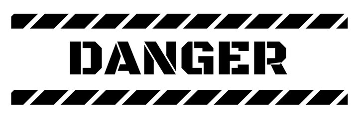 black danger text with construction line