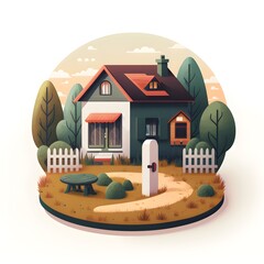 illustrated modern vector icon of private property ownership 