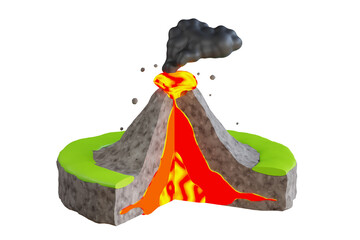 3d illustration of volcanic eruption. large volcano erupting hot lava and gases into the atmosphere © novia99design