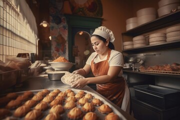Mexican pastry cooking. Homemade traditional bakery dessert recipe. Generate ai - obrazy, fototapety, plakaty