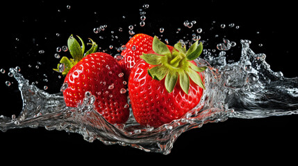 strawberry in water splash