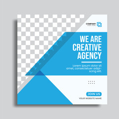 Vector marketing agency social media post template. Editable square banner design for business.
