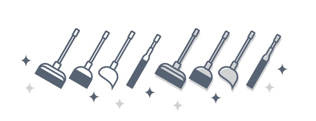 
broom, cleaning tool logo icon vector illustration
