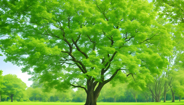 green tree in the park
