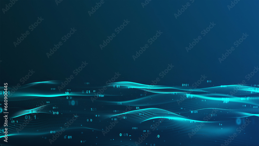 Wall mural digital numbers wave abstract background