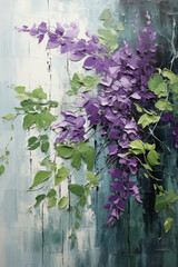 Purple bougainvillea flowers on grunge wood background.