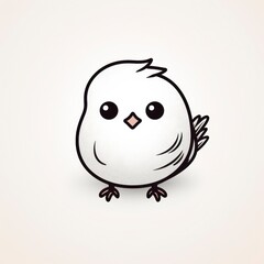 Bird cute kawaii style design for t-shirt isolated on white background