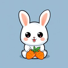 Rabbit cute kawaii style design for t-shirt isolated on white background