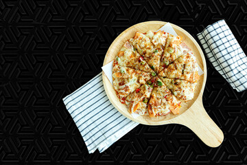 Chapati Pizza is made using leftover Roti / Paratha with Cheese, vegetables, paneer, and Sausage. halal dessert in Thailand.