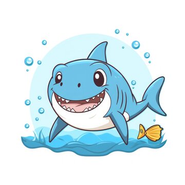Shark cute kawaii style design for t-shirt isolated on white background