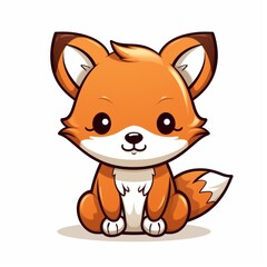 Fox cute kawaii style design for t-shirt isolated on white background