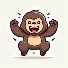 Gorilla cute kawaii style design for t-shirt isolated on white background