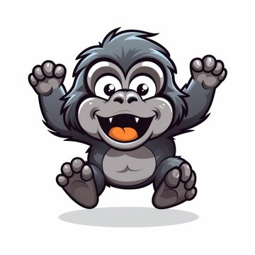 Gorilla cute kawaii style design for t-shirt isolated on white background