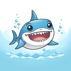 Shark cute kawaii style design for t-shirt isolated on white background