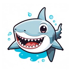 Shark cute kawaii style design for t-shirt isolated on white background
