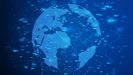 Naklejka na ściany i meble Global digital business data network numbers