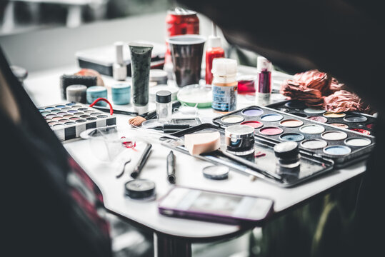 Halloween make-up on a table