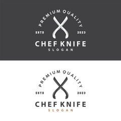 Kitchen Knife Logo, Chef Knife Logo Vector Design Illustration Template