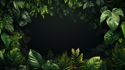 Fototapeta na wymiar Nature background framed by green leaves