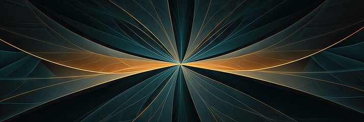 Elegance meets Mathematics - Kaleidoscopic Effects on Dark Teal - With a Touch of Copper Leaf - Discovering Parabola and Hyperbola - Mathematics Background created with Generative AI Technology