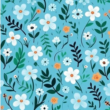 Seamless pattern with autumn leaves and pumpkins. Vector illustration.