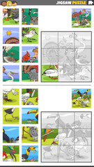 jigsaw puzzle activities set with birds animal characters group