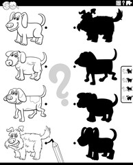 shadow game with cartoon dog characters coloring page