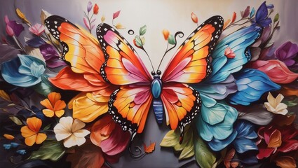 Colorful painted butterfly with wings  