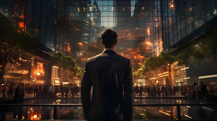 Obraz premium A businessman in front a business office Generative AI