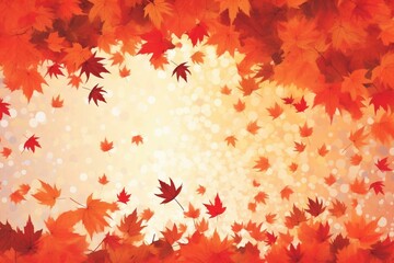 Naklejka na ściany i meble Illustration of background with red autumn leaves. Generative AI