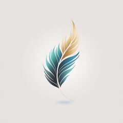 minimalist logo of a feather 2d white background 