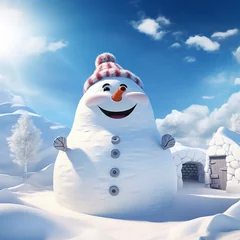 Foto auf Leinwand happy snowman in the snow © kgroenendal