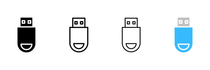 Flash drive icons. Different styles, flash drive for data storage, data storage, flash drive icons. Vector icons