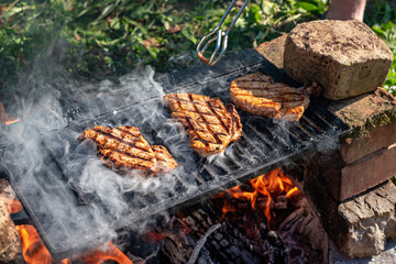 Rustic cottage core garden barbecue