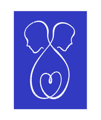 Lovers looking in different directions