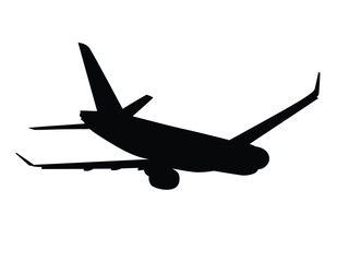 Plane shape. Black silhouette of an airplane. Vector illustration isolated on white background