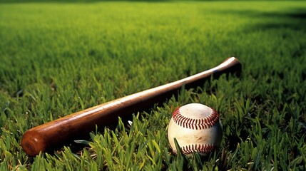 baseball in grass  