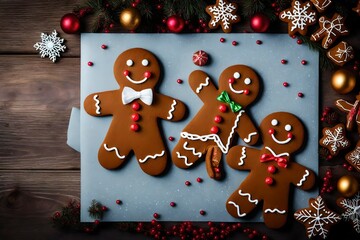 a card with a gingerbread man and woman.