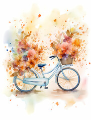 Longing - A Watercolor Painting Of A Bicycle With Flowers In A Basket