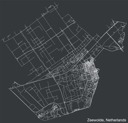 Detailed hand-drawn navigational urban street roads map of the Dutch city of ZEEWOLDE, NETHERLANDS with solid road lines and name tag on vintage background