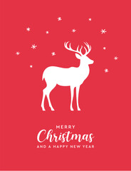 Fototapeta na wymiar red christmas greeting card deer vector illustration