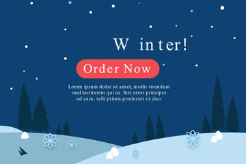 Winter sale banner design template vector graphic