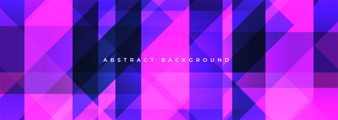 Blue and pink modern abstract wide banner background with geometric shapes. Vector illustration