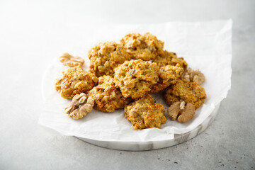 Homemade oatmeal cookies with walnut
